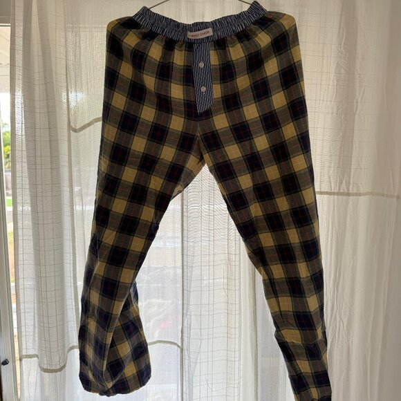 Hand Over Plaid Pajama Pants Navy/Yellow Size Small - Picture 1 of 2